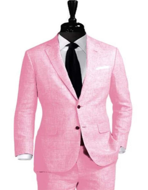 Linen Suit - Mens Summer Suits Pink Color - Beach Wedding