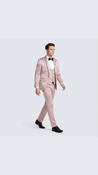 Dusty Rose Slim Fit Satin Tuxedo – Four Piece Set