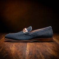Zelli Pisa Italian Suede Braided Loafer Navy (16-696-NVY)