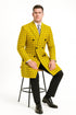 Mens Plaid Overcoat - Wool Peacoat - Plaid Topcoats Yellow