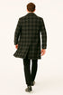 Men's Black and White Windowpane Plaid Overcoat – Classic Full Length Wool Blend Dress Coat