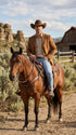 Platini Mens Faux Suede Western Blazer – Brown Cowboy Jacket with Western Detailing Coganc Rust