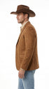 Platini Mens Faux Suede Western Blazer – Brown Cowboy Jacket with Western Detailing Coganc Rust
