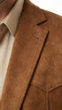 Platini Mens Faux Suede Western Blazer – Brown Cowboy Jacket with Western Detailing Coganc Rust