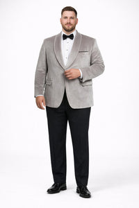 Men's Platinum Velvet Dinner Jacket with Satin Shawl Lapel | Formal Wedding Prom Blazer