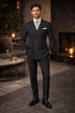 Pleated Suit - Mens Suits With Pleated Pant - Regular Fit Suit - Bold Black Pinstripe Suit