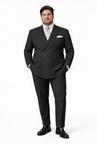 Pleated Suit - Mens Suits With Pleated Pant - Regular Fit Suit - Bold Black Pinstripe Suit