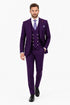 Men's Plum Statement Ticket Pocket Peak Lapel Wool Double Breasted Vest Suit with Silver Buttons – Modern Fit