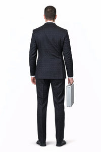 Statement Men’s 3-Piece 100% Wool Fashion Suit – Unique Checker Pattern