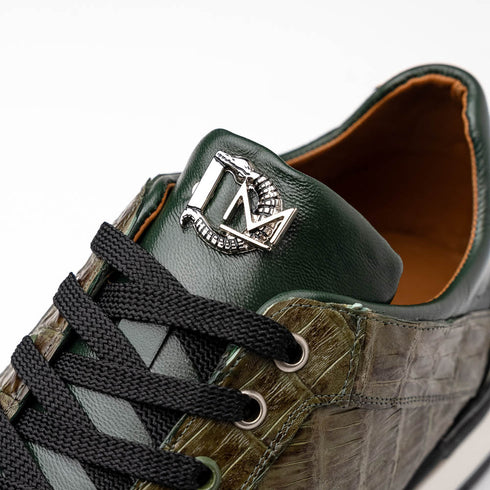 Marco Di Milano Portici Green Men's Exotic Lizard / Crocodile Casual Sneakers