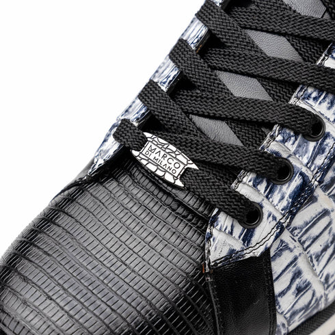 Marco Di Milano Portici Newspaper Men's Exotic Lizard / Crocodile Casual Sneakers