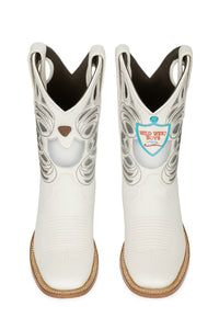 Wild West Botas de Panza de Avestruz Horma Square Toe White