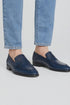 Mezlan Navy Burnished Calfskin Penny Loafer