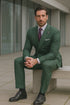 Modern Green Business Suit – Double-Breasted Formal Ensemble