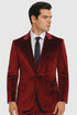 Tazzio Men’s Burgundy Velvet Blazer Suit – 2-Piece Skinny Fit Dress Set