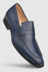 Mezlan Navy Burnished Calfskin Penny Loafer