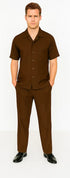 Mens Walking Suit in Color Brown Leisure Suit Casual Matching Shirt and Pants $99
