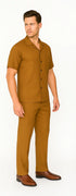 Mens Walking Suit in Color Caramel Leisure Suit Casual Matching Shirt and Pants $99