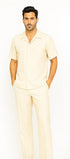 Mens Walking Suit in Color Cream Leisure Suit Casual Matching Shirt and Pants $99