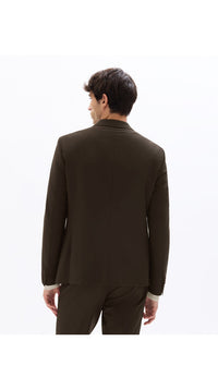 Slim Bi-Stretch Suit Jacket - Brown