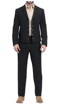 Men's Black Western Suit 2-Piece - Cowboy Suit with Western Yoke & Pearl Snaps