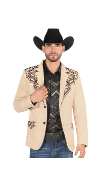 Lamasini Men's Embroidered Western Blazer – Slim Fit (ID 506)