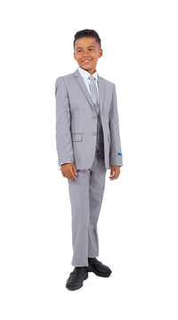 Perry Ellis Boy's 5-Piece Solid Suit - Light Grey
