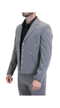 Men's Grey Western Suit – Classic 2-Piece Tailored Jacket & Trousers Set