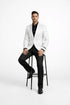 Prom Tuxedo 2026 - Men's Slim Fit Wedding & Prom Tonal Paisley White Tuxedo Jacket