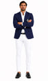 Purple Pinstripe Blazer With White Pants - Suit - Party Blazer