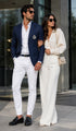 Purple Pinstripe Blazer With White Pants - Suit - Party Blazer