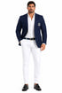 Purple Pinstripe Blazer With White Pants - Suit - Party Blazer
