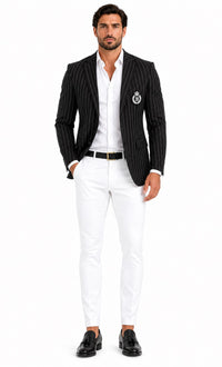 Purple Pinstripe Blazer With White Pants - Suit - Party Blazer