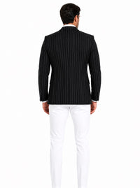 Purple Pinstripe Blazer With White Pants - Suit - Party Blazer
