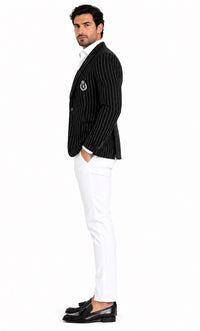 Purple Pinstripe Blazer With White Pants - Suit - Party Blazer