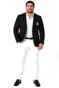 Purple Pinstripe Blazer With White Pants - Suit - Party Blazer