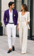 Purple Pinstripe Blazer With White Pants - Suit - Party Blazer