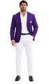 Purple Pinstripe Blazer With White Pants - Suit - Party Blazer