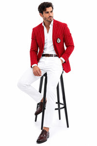 Purple Pinstripe Blazer With White Pants - Suit - Party Blazer