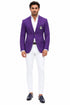 Purple Pinstripe Blazer With White Pants - Suit - Party Blazer