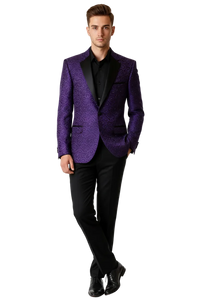 Alberto Nardoni Purple Notch Lapel Floral Sportcoat