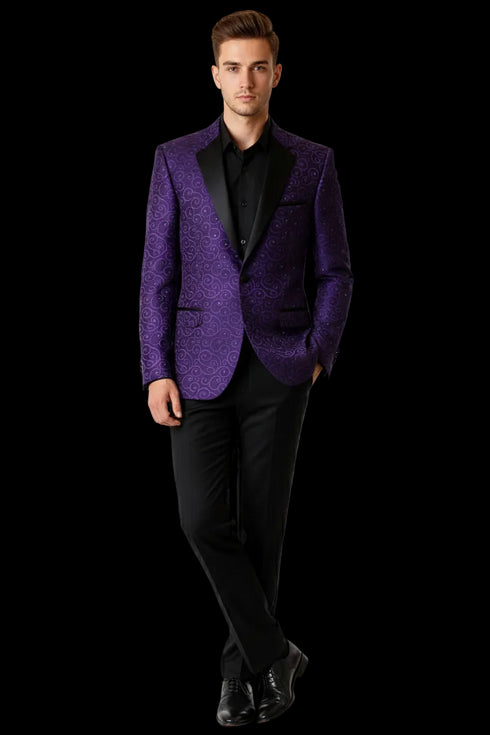 Alberto Nardoni Purple Notch Lapel Floral Sportcoat