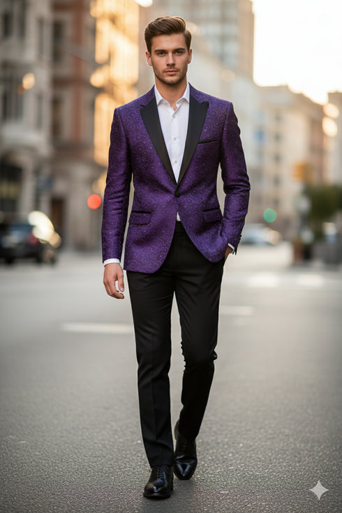 Alberto Nardoni Purple Notch Lapel Floral Sportcoat