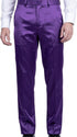 Mens Shiny Stretch Pants Solid Color Slim Fit Sateen Flashy Metallic Slacks in Color "Purple"