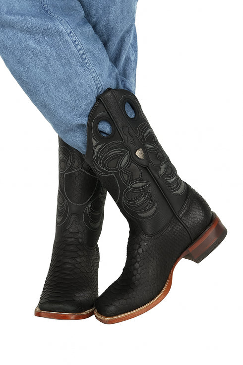 Python Snake Boots Mens Square Toe