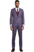Men's Stacy Adams Bold Windowpane Plaid Print Vested Suit in Lavender & Purple