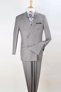 Apollo King Light Grey Wool-Feel Suit - Classic Double Breasted