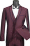 Mens Ultra Slim Fit Vested Suit with Trim in Burgundy