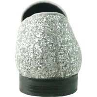 Bravo Mens Modern Glitter Sequin Prom Tuxedo Buckle Loafer in Silver Grey - Men's Dress Shoes