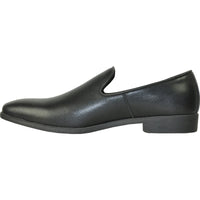Bravo Mens Classic Plain Toe Slip on Loafer Dress Shoe in Black